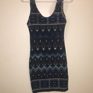 Blue tight fitted short sleeveless dress